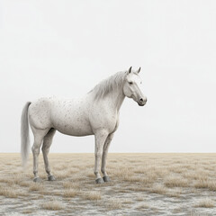 Realistic Illustration of a Horse Standing in a Field Isolated on White Background Perfect for Animal-Themed Projects or Illustrations