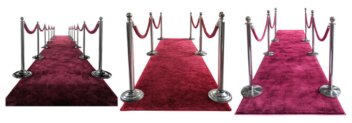Red Carpet with Ropes on Transparent Background