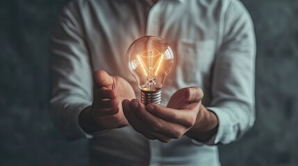 A Person Holding a Lit Light Bulb in Their Hands
