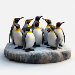 Obraz premium Illustration of a Group of Isolated Penguins Gathered Together on a White Background, Perfect for Representing Animal Themes and Wildlife Conservation