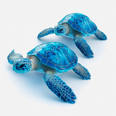 Fototapeta premium Stunning Illustration of Isolated Sea Turtles Swimming Underwater, Capturing the Beauty and Grace of Marine Life in Vivid Detail