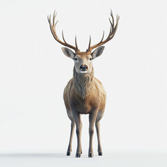 Realistic Illustration of a Majestic Deer Standing Alone in Nature, Perfect for Wildlife Themes, Nature Conservation Projects, and Animal Illustrations