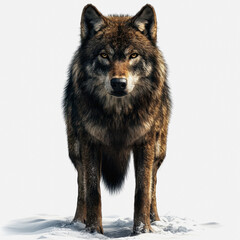 Obraz premium Captivating Illustration of a Wild Wolf Isolated on a White Background, Showcasing the Majestic Features and Powerful Presence of Nature's Apex Predator