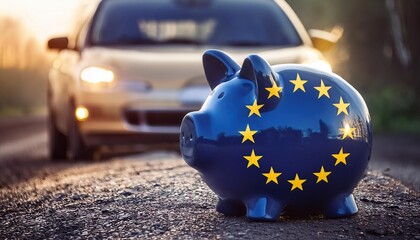 European Union Piggy Bank Symbolizing Savings for Travel