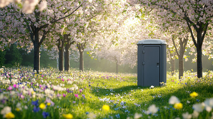 mobile toilet in garden
