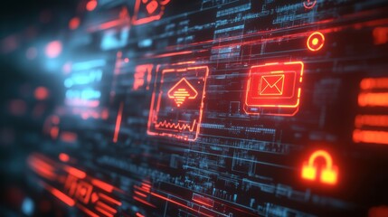 Obraz premium A digital 3D warning alert of internet fraud and phishing