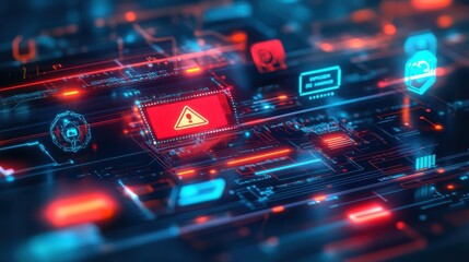 A digital 3D warning alert of internet fraud and phishing