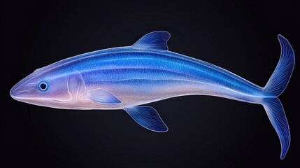 Naklejka premium Glowing Blue Eel Like Creature in Underwater Environment 3D Illustration
