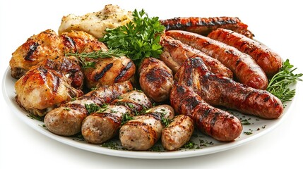 Grilled Meat Platter with Sausages and Chicken