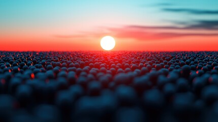Fototapeta premium Abstract Crowd of Spheres at Sunset 3D Digital Art Unity Diversity Community Togethe