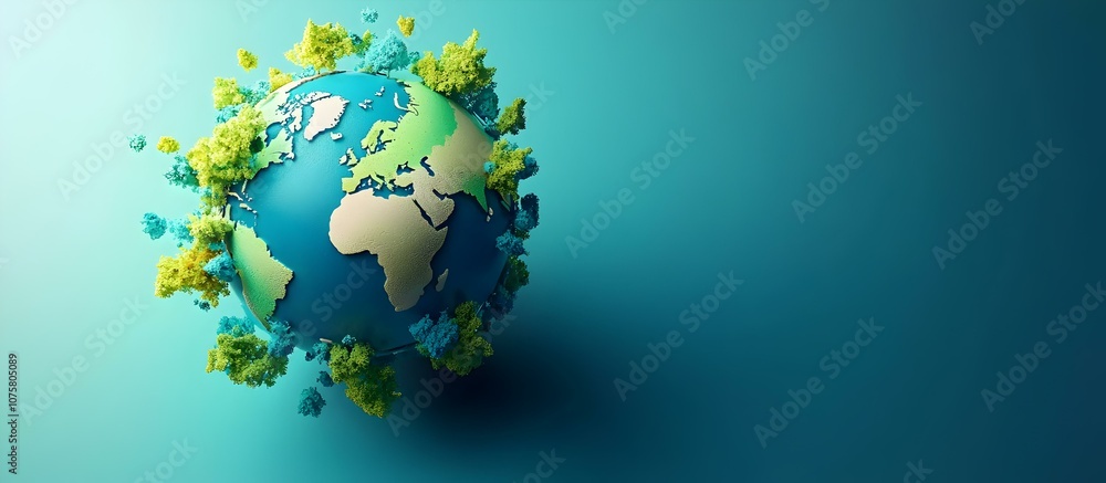 Aufkleber global representation in a vibrant and dynamic 3d earth icon with sharp features.