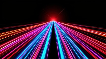 Fototapeta premium Abstract Neon Light Trails on Black Background Speed Motion Future Technology