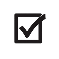 Check mark or tick sign in box. Check mark icon isolated on transparent background.