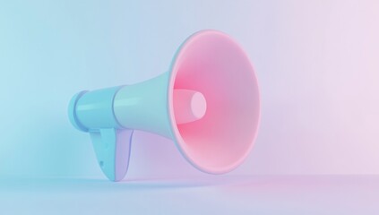 Pink and Blue 3D Megaphone on a Gradient Background