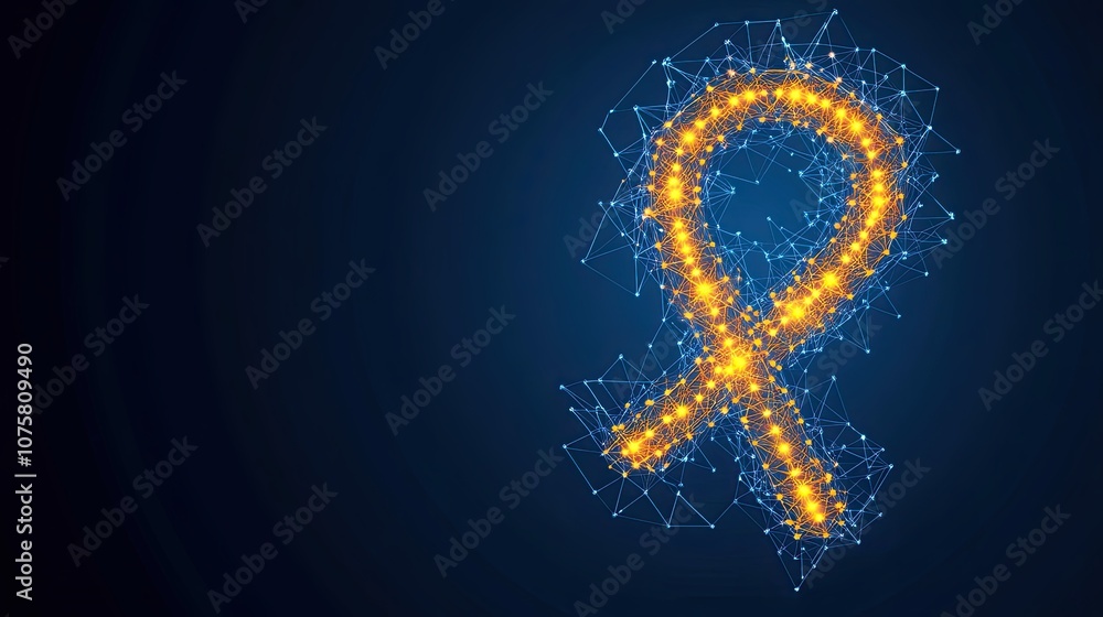 Wall mural glowing digital mesh network symbol with checkmark