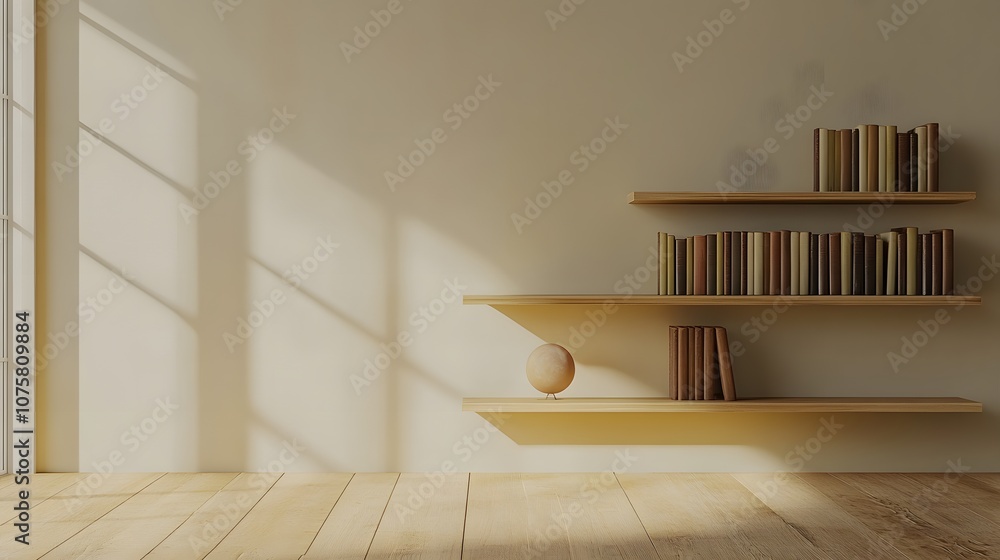 Aufkleber minimalistic bookshelf with one item