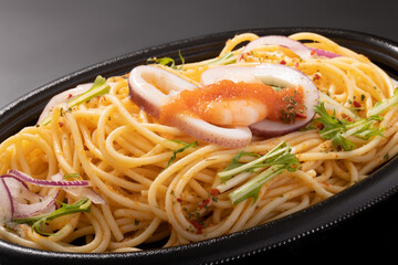 明太子と魚介のパスタ