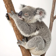 Naklejka premium Koala Napping on a Tree Branch