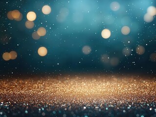 Obraz premium A shimmering background of golden and blue particles, creating a magical and dreamy atmosphere, perfect for various design projects.