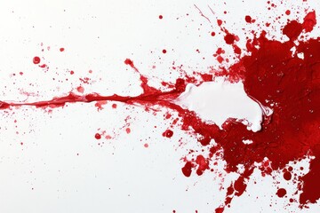 Red Acrylic Paint Fluid Flowing Down on White Background