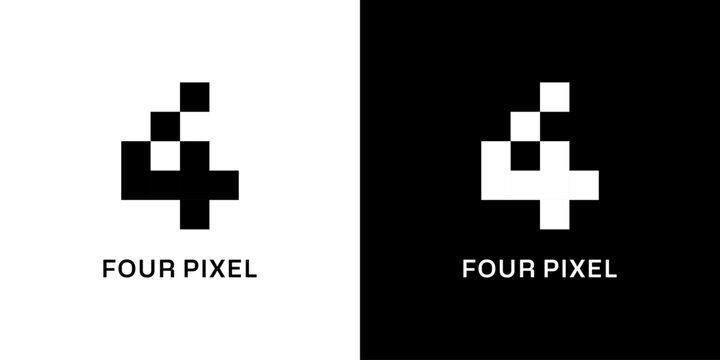 number four pixel logo simple Vector illustration