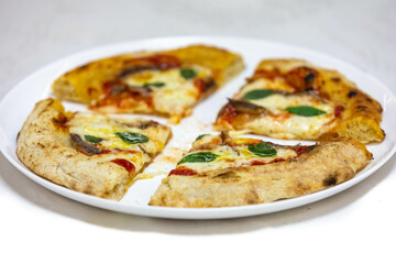 Anchovy pizza isolated on white background top view