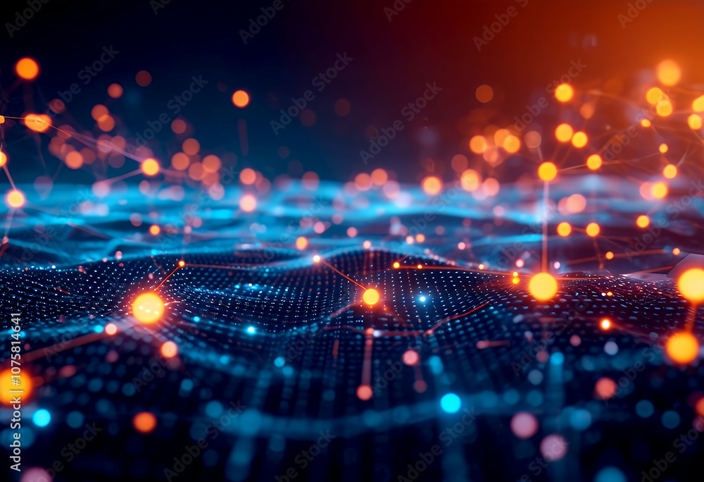 Poster rendering online decentralized b futuristic background tech design cyberspace 3 tunnel internet busi