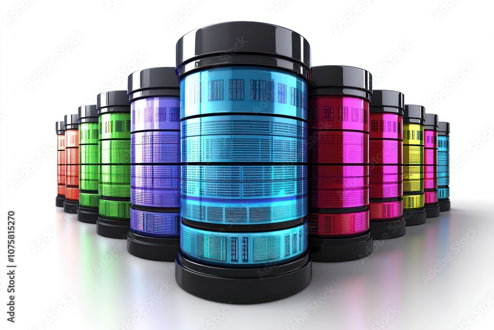Aufkleber detailed 3d icon representing network servers interconnected with data flow.