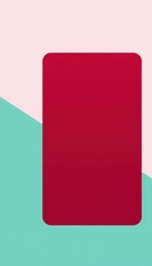 a close up of a red square on a green and pink background