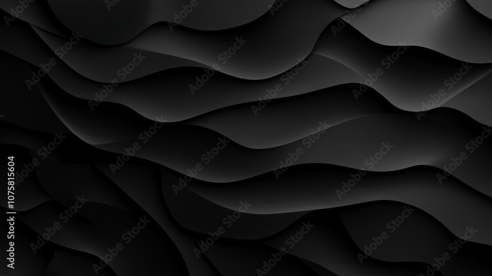 Poster dark abstract waves: a mesmerizing interplay of light and shadow creates a dramatic, undulating text