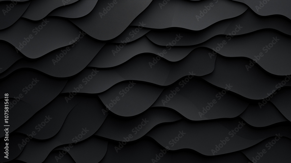 Poster abstract black waves: a mesmerizing pattern of undulating black shapes creates a captivating and min