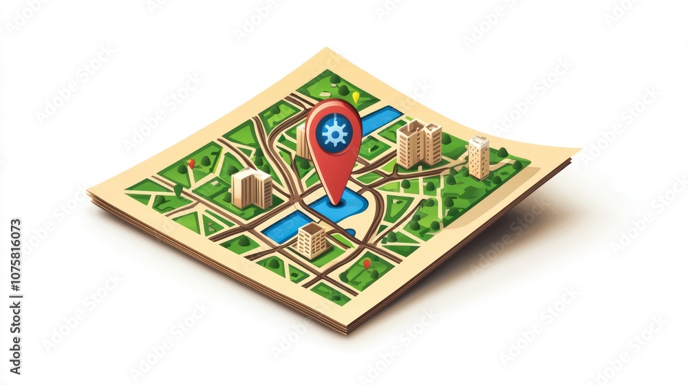 Aufkleber stylish navigation map icon, designed for modern cartographic applications.