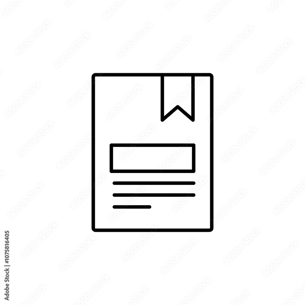 Poster notebook with bookmark outline icon. vector notepad simple line illustration for web and app..eps