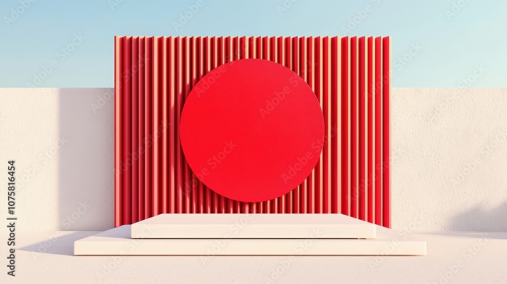 Poster red circle minimalist 3d product display platform background