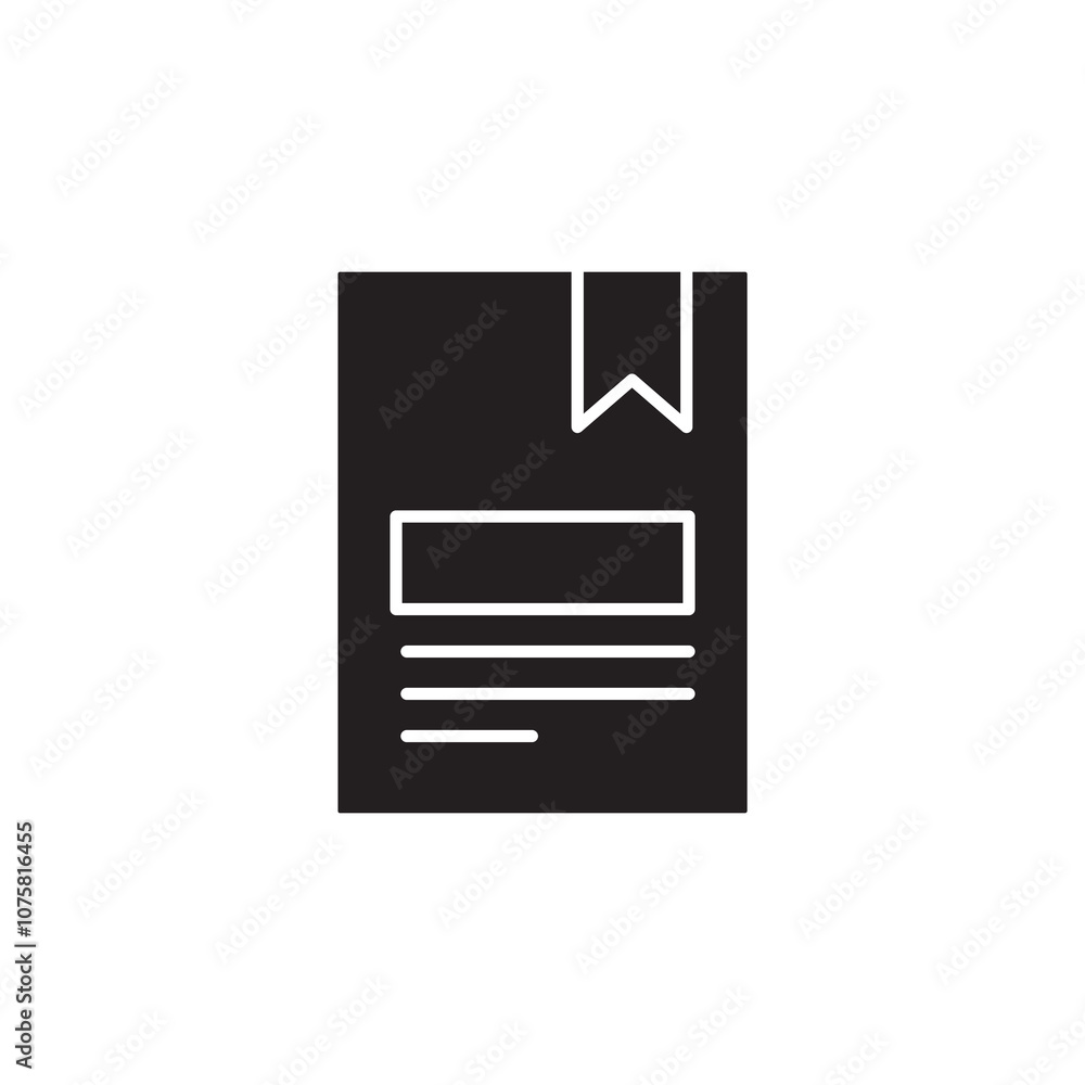 Poster notebook with bookmark vector , notepad simple black trendy style illustration for web and app..eps