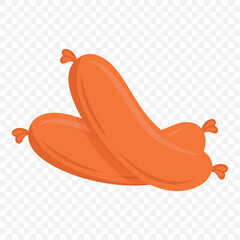 Vector Cartoon Illustration of Two Sausages. Flat Colored Food Design of Tasty Meat Snack, Barbecue Sausages. Grilled Sausage Art. Hot Dog Ingredient, Summer Picnic Food. Detailed Sausage Illustration