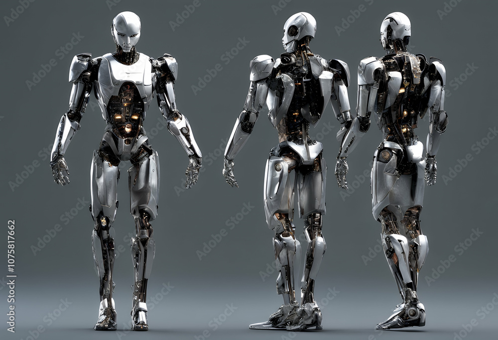 Poster metal digital cool stylish render robot ai different sciencefiction fantasy intelligence computer ba