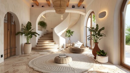 Fototapeta premium Mediterranean interior design modern home entrance. AI generated images