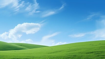 Fototapeta premium digital technology blue sky grass landscape poster background with generative