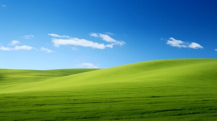 Obraz premium digital technology blue sky grass landscape poster background with generative