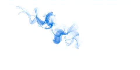 Abstract blue smoke dispersion on clean white background creating a dreamy and ethereal effect, motion, wave