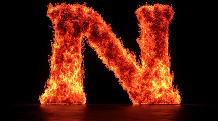 Fiery Letter N 3D Render   Burning Alphabet   Fire Alphabet