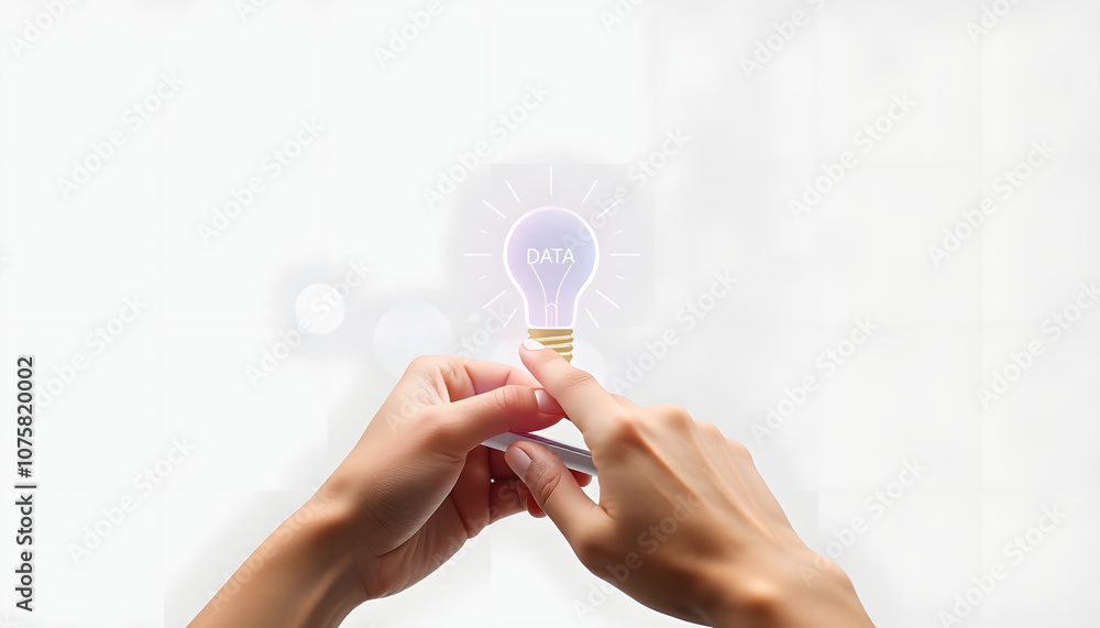 Canvas Prints hand use mobile phone and symbol for idea.data for creative.digital data,ai,science.vector technolog