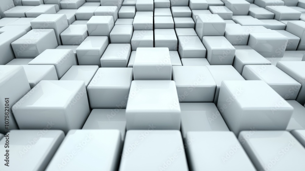 Poster abstract 3d white cube pattern geometric shapes background modern design