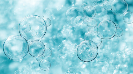 Aqua Bubbles: A mesmerizing abstract backdrop of ethereal aqua blue bubbles, capturing the beauty and tranquility of a refreshing, clean, and airy atmosphere. 
