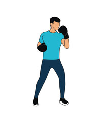 Fitness man sport activity in boxing workout vector illustration