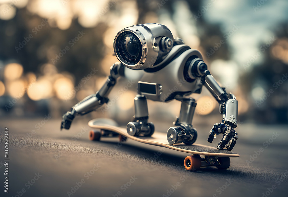 Poster advanced pose science skateboard electronic character artificialintelligence plastic vertical comput