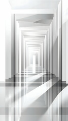 Obraz premium Abstract white corridor with light at the end.