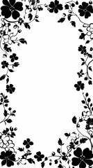 Black and white floral border frame with copy space.