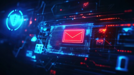 Cybersecurity alert concept with a phishing email scam icon,